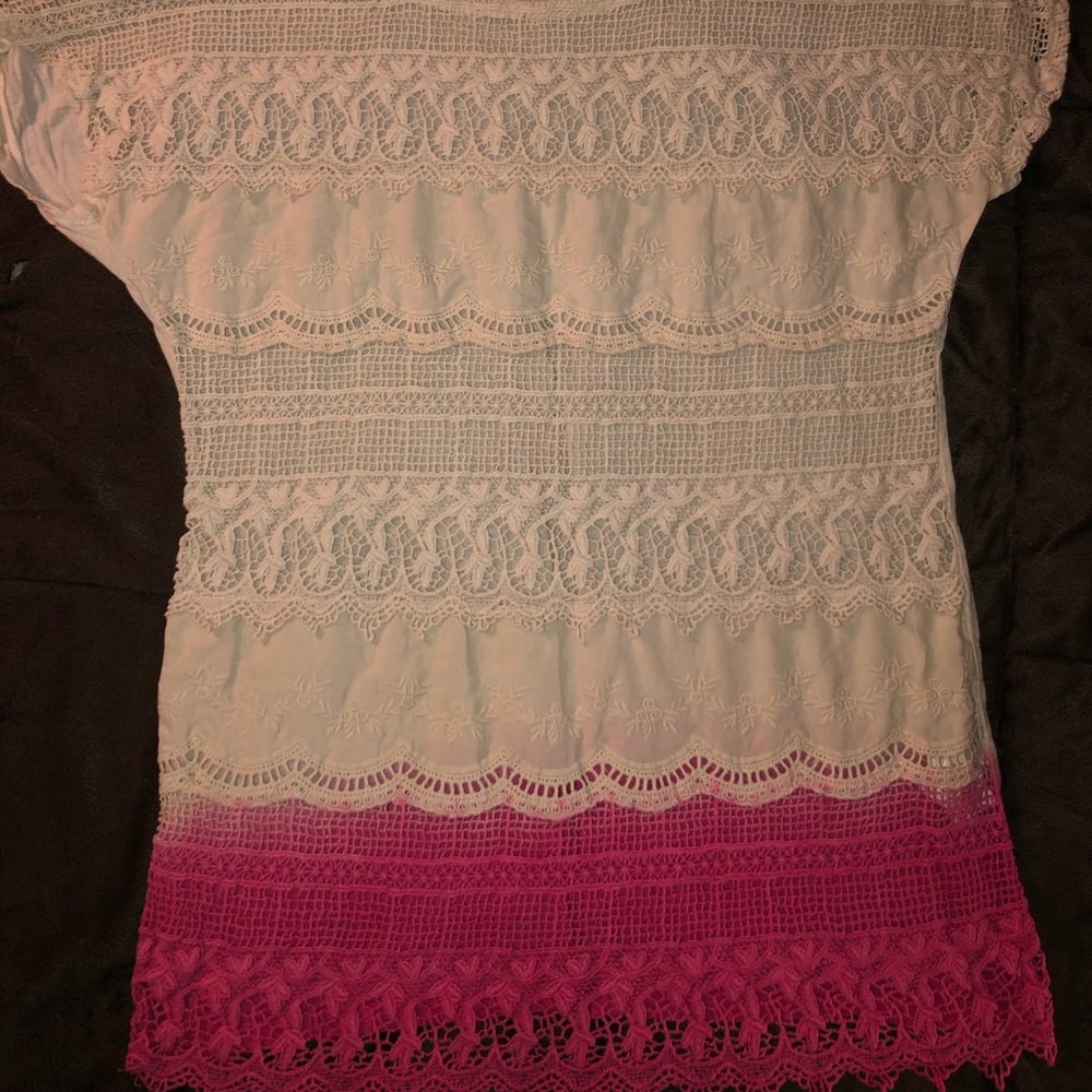 2/$15 ZARA TRAFLUC creme/pink crochet size SM NEW